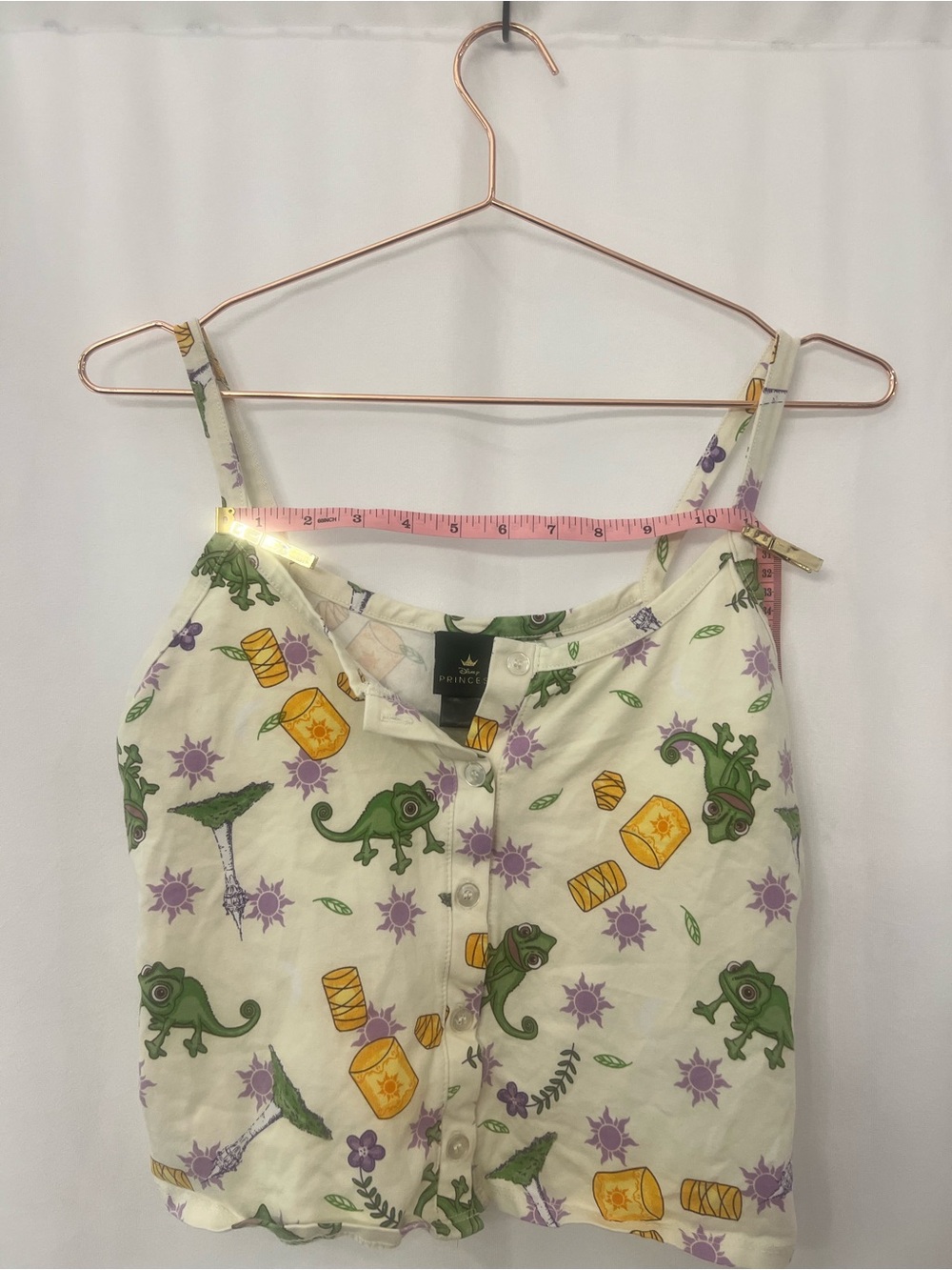 Disney Tangled Camisole Crop Top with Green Yellow Purple Details